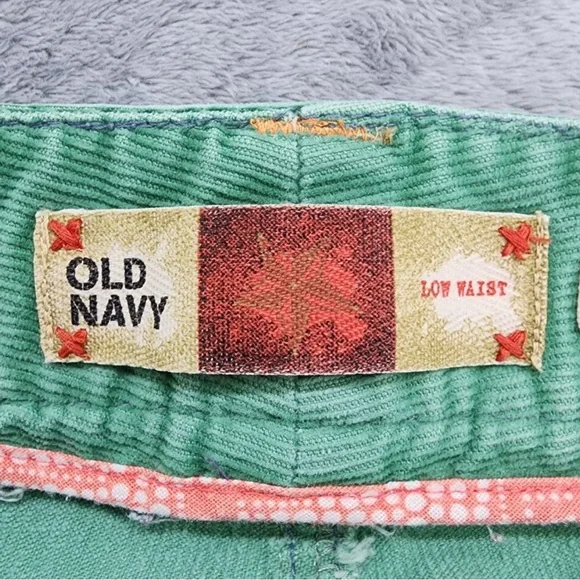 Vintage Y2K Old Navy Pants Womens 10 Green Corduroy Low Waist Flare Leg Preppy - Picture 7 of 14